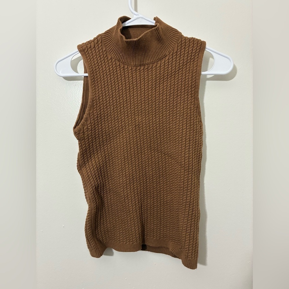 Elie Tahari Women's Size M Sleeveless Top Cable Knit Mock Neck